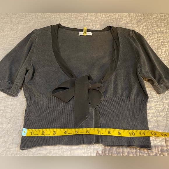 Promod Cropped Short Sleeve Cardigan, Gray with Contrast, Size S - Picture 6 of 9